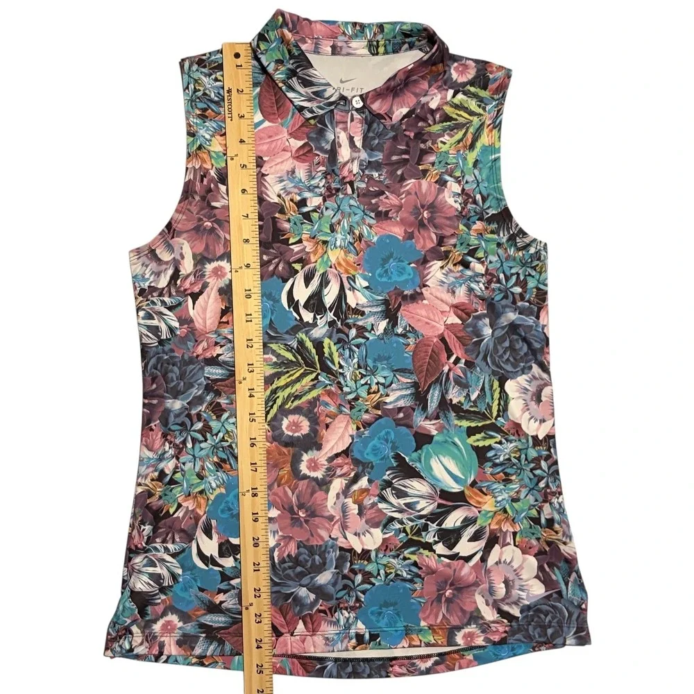 Nike Dri-FIT Sleeveless Golf Polo Women's Small Tropical Floral Print